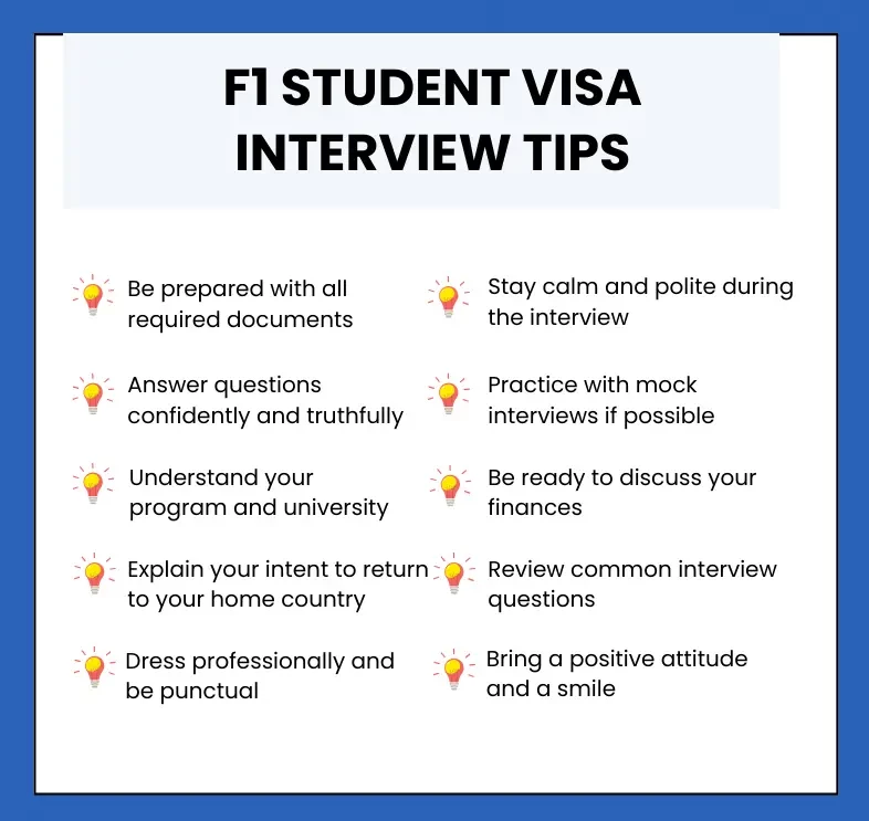 F1 student visa interview tips